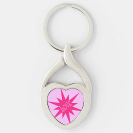 Hjärteformad kärleksnyckelring twisted heart silverfärgad nyckelring