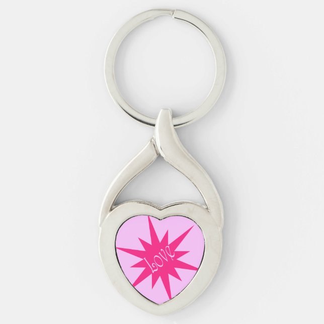 Hjärteformad kärleksnyckelring twisted heart silverfärgad nyckelring (Framsidan)