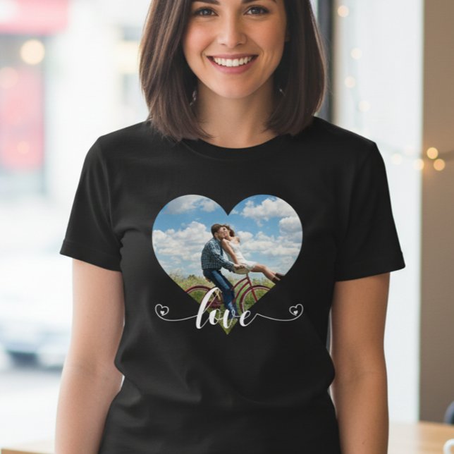 Hjärteformad kärlekstext Foto Anpassad T Shirt (Skapare uppladdad)