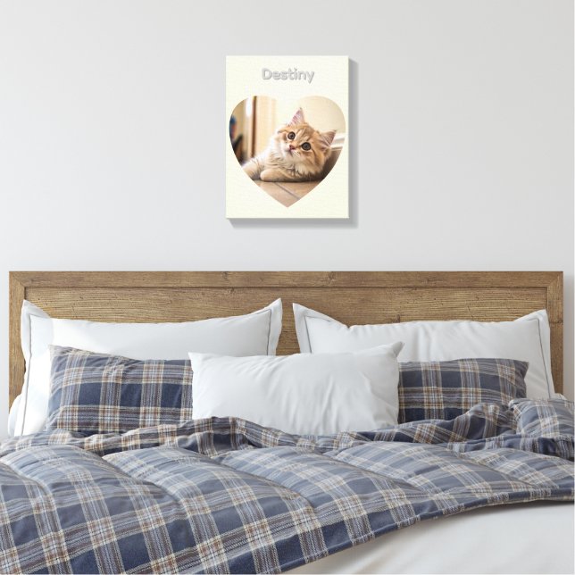 Hjärteformad kattdesign canvastryck (Insitu (sovrum))