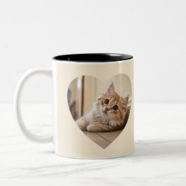 Hjärteformad kattdesign Två-Tonad mugg