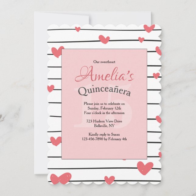 Hjärtegrenar Quinceañera-inbjudan Inbjudningar (Framsida)