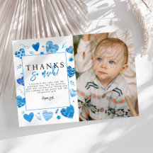 Hjärtekrossare Barn Foto Födelsedagsfest Tack