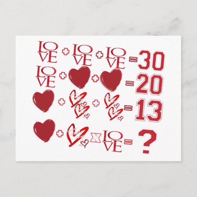 hjärtekvation, valentins dagskonstruktion helg vykort (Framsida)