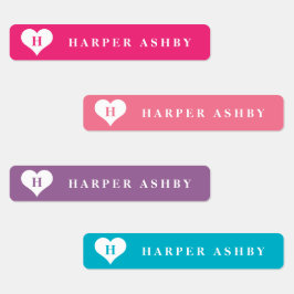 Hjärtemonogram Färgglada Vattentäta Namn Klistermärke