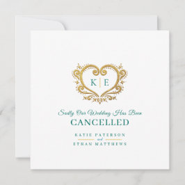 Hjärtemonogram vigselring uppsägning guld grön meddelande