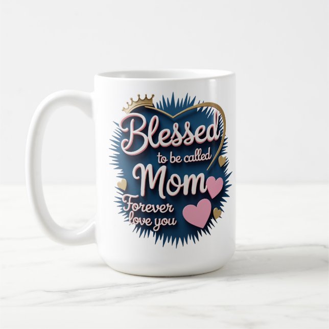 Hjärtemorsdagsmugg | Söt present till mamma | 15oz Kaffemugg (Vänster)