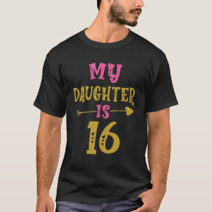Hjärter 16:e dagen för dottern från Mamma Pappa T Shirt