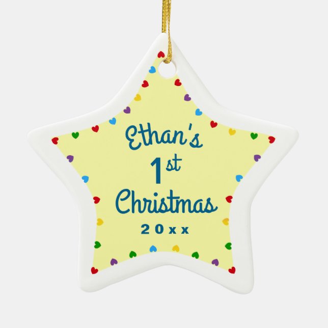 Hjärter 1:a Baby-julen Gift Star Julgransprydnad Keramik (Baksidan)