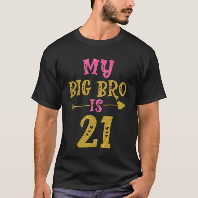Hjärter 21:a dagen för storebror från syster Broth T Shirt (Framsida)