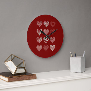 Hjärter Alla hjärtans dag Nio hjärtan Valentine kä Stor Klocka
