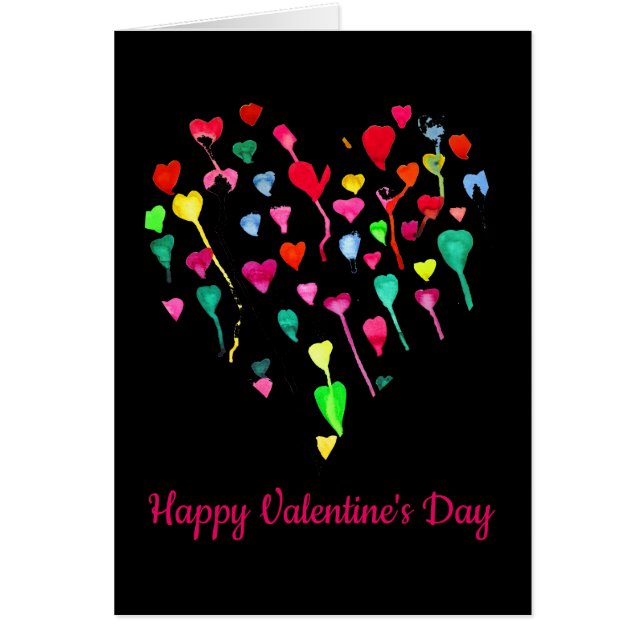 Hjärter av nybörjarhjärtkonst på Alla hjärtans dag Hälsningskort (Framsidan)