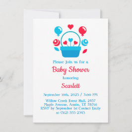 Hjärter, ballonger och basket inbjudningar