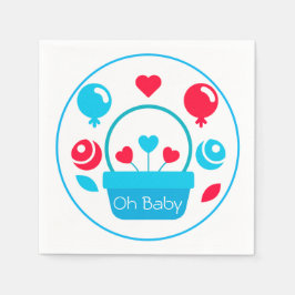 Hjärter, ballonger och basket pappersservett