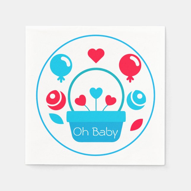 Hjärter, ballonger och basket pappersservett (Framsidan)