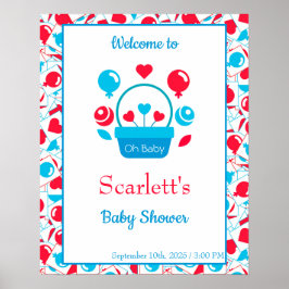 Hjärter, ballonger och basket poster