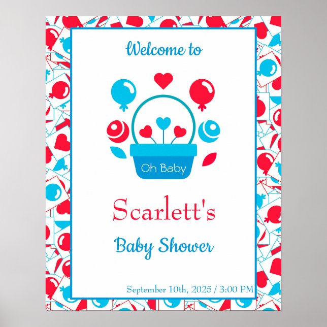 Hjärter, ballonger och basket poster (Framsidan)