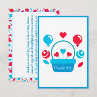 Hjärter, ballonger och basket tack kort