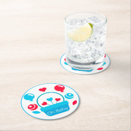 Hjärter, ballonger och basket underlägg papper rund