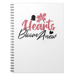 Hjärter Bloom Anew - inspirationell Blommigt Quote Anteckningsbok