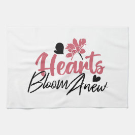 Hjärter Bloom Anew - inspirationell Blommigt Quote Kökshandduk