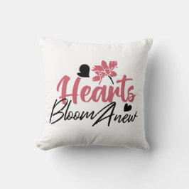 Hjärter Bloom Anew - inspirationell Blommigt Quote Kudde