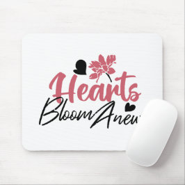 Hjärter Bloom Anew - inspirationell Blommigt Quote Musmatta