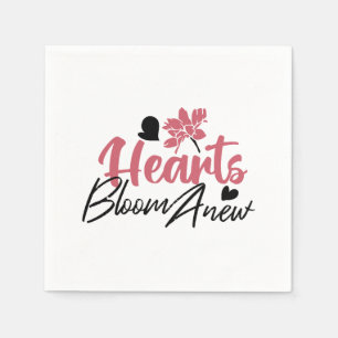 Hjärter Bloom Anew - inspirationell Blommigt Quote Pappersservett