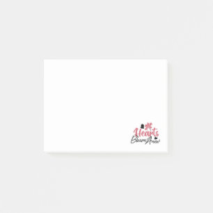 Hjärter Bloom Anew - inspirationell Blommigt Quote Post-it Block