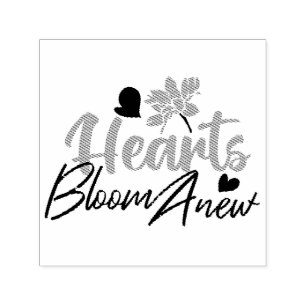 Hjärter Bloom Anew - inspirationell Blommigt Quote Självfärgande Stämpel