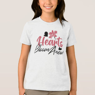 Hjärter Bloom Anew - inspirationell Blommigt Quote T Shirt