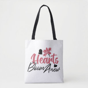 Hjärter Bloom Anew - inspirationell Blommigt Quote Tygkasse