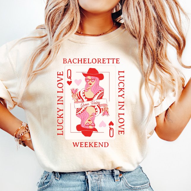 Hjärter Dam Bachelorette Taskig T-shirt Anpassad (queen of hearts bachelorette, funny bachelorette party shirt, lousy t-shirt bachelorette theme, cust)