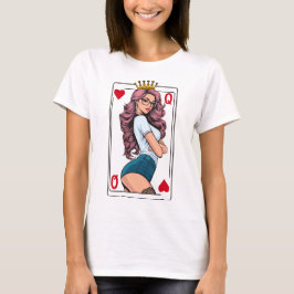 "Hjärter Dam": en kvinna med rosa hår. T Shirt