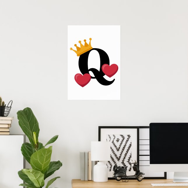 Hjärter Dam Krönt Kärlekssymbol Poster (Hemmakontoret)