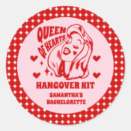 Hjärter Dam Kunglig Systerfest Hangover Kit Runt Klistermärke