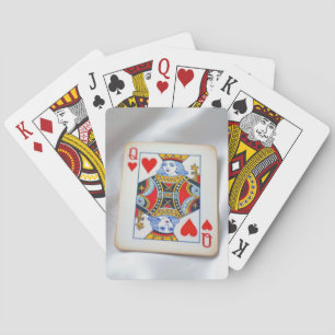 Hjärter Dam på Vit Satängtyg Casinokort