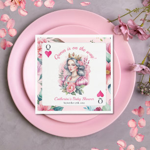 Hjärter Dam Spelkort Rosa Bebis Shower Pappersservett