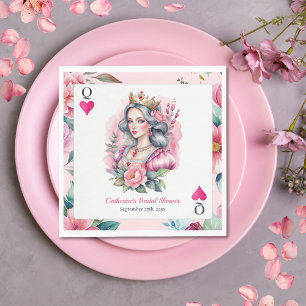Hjärter Dam Spelkort Rosa Bröllopsfest Pappersservett