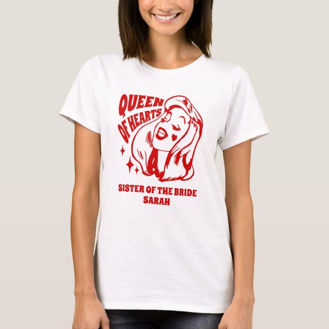 Hjärter Dam Syster till Bruden T Shirt (Framsida)