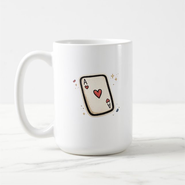 Hjärter Ess Minimalistisk Spelkorts Konst Kaffemugg (Vänster)