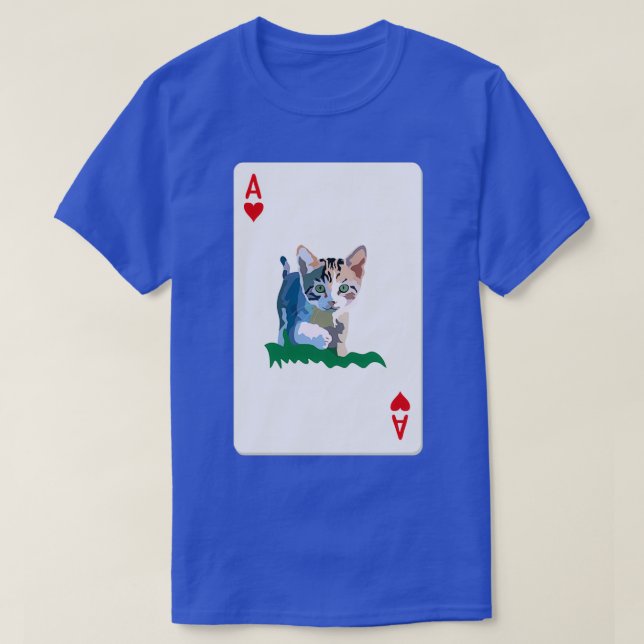 Hjärter ess spelkort med katt t shirt (Design framsida)