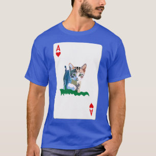 Hjärter ess spelkort med katt t shirt