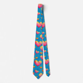 Hjärter för flerfärgade vattenfärger Neck Tie Slips