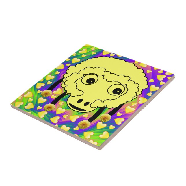 Hjärter för Gult av keramiska plattor Kakelplatta (Sidan)