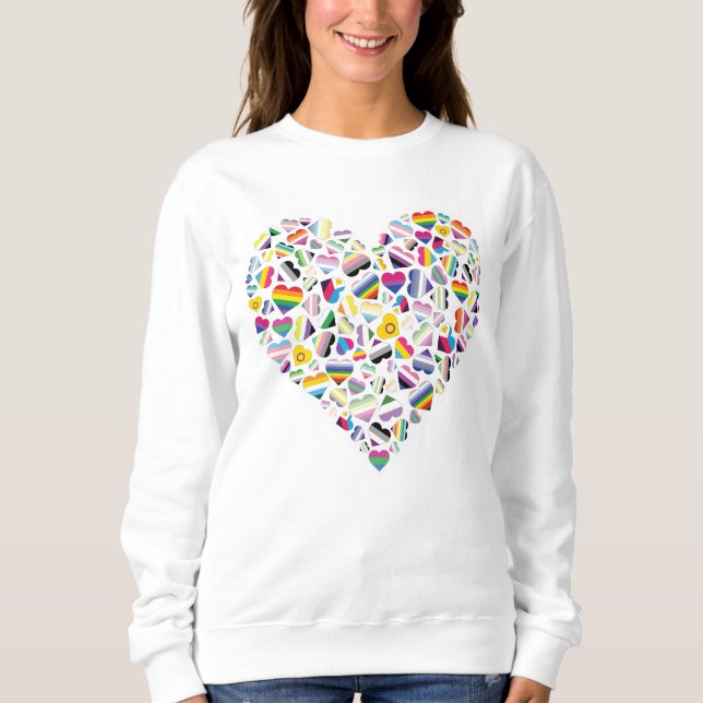 Hjärter för HBT-Pride-Flagga kombinerat T Shirt (Framsida)