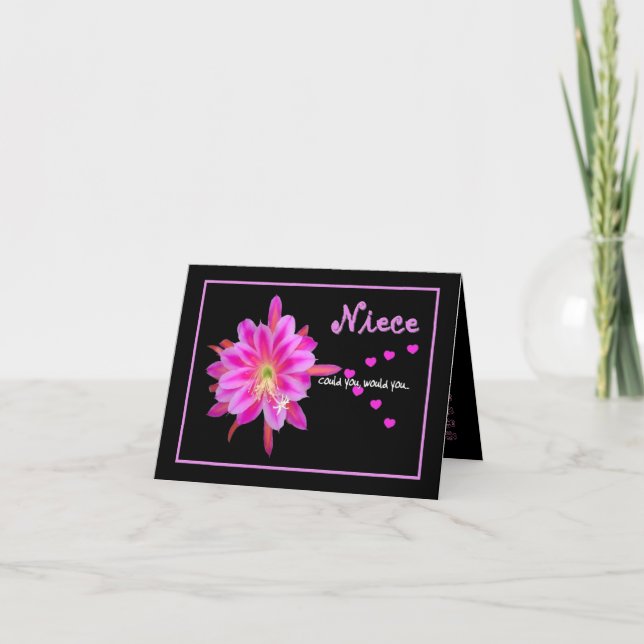 Hjärter för inbjudan till NIECE Flower Girl Weddin (Framsida)