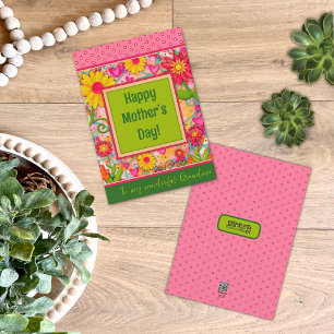 Hjärter för mormor Blommigt Söt Unik Mor's Day Kort