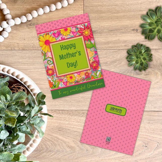 Hjärter för mormor Blommigt Söt Unik Mor's Day Kort (Skapare uppladdad)