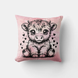 Hjärter för Rosa av höglandskädda Kudde